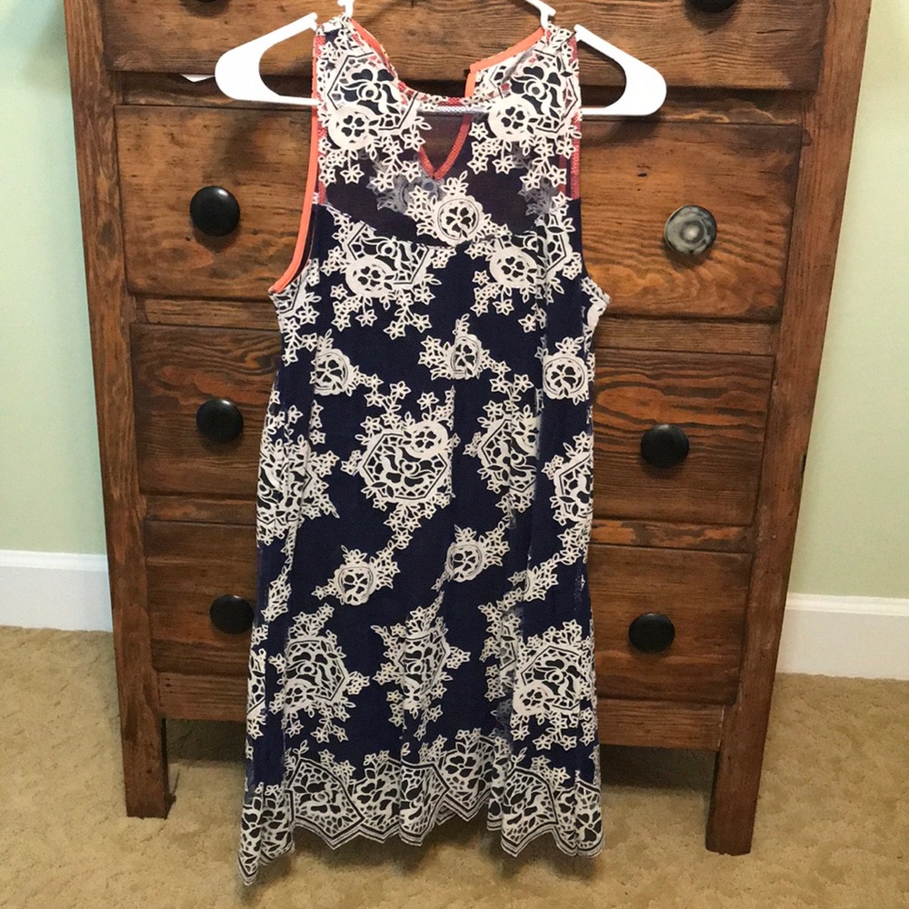 Navy and white dress